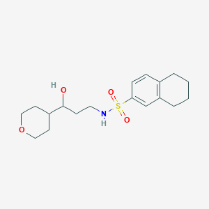 molecular formula C18H27NO4S B2488509 N-[3-hydroxy-3-(oxan-4-yl)propyl]-5,6,7,8-tetrahydronaphthalene-2-sulfonamide CAS No. 2034539-23-4