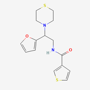 molecular formula C15H18N2O2S2 B2488590 N-(2-(furan-2-yl)-2-thiomorpholinoethyl)thiophene-3-carboxamide CAS No. 2034572-95-5