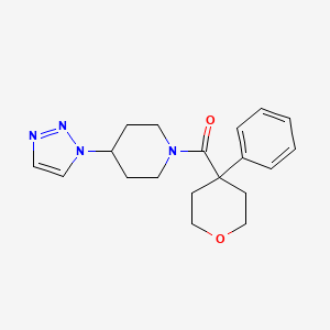 molecular formula C19H24N4O2 B2488593 1-(4-phenyloxane-4-carbonyl)-4-(1H-1,2,3-triazol-1-yl)piperidine CAS No. 1795212-58-6