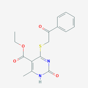 molecular formula C16H16N2O4S B2488623 Ethyl 6-methyl-2-oxo-4-((2-oxo-2-phenylethyl)thio)-1,2-dihydropyrimidine-5-carboxylate CAS No. 899957-30-3