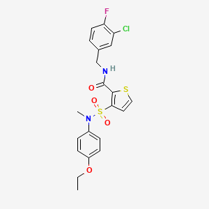 molecular formula C21H20ClFN2O4S2 B2488672 N-[(3-chloro-4-fluorophenyl)methyl]-3-[(4-ethoxyphenyl)(methyl)sulfamoyl]thiophene-2-carboxamide CAS No. 1251561-88-2