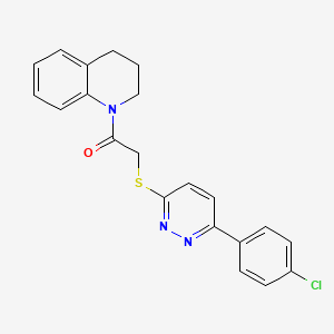 molecular formula C21H18ClN3OS B2488684 2-((6-(4-chlorophenyl)pyridazin-3-yl)thio)-1-(3,4-dihydroquinolin-1(2H)-yl)ethanone CAS No. 872688-68-1