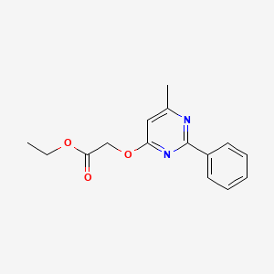 molecular formula C15H16N2O3 B2488688 Ethyl 2-[(6-methyl-2-phenyl-4-pyrimidinyl)oxy]acetate CAS No. 861212-08-0