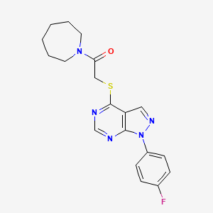 molecular formula C19H20FN5OS B2488690 1-(azepan-1-yl)-2-{[1-(4-fluorophenyl)-1H-pyrazolo[3,4-d]pyrimidin-4-yl]sulfanyl}ethan-1-one CAS No. 872856-70-7