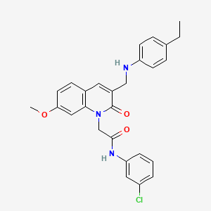 molecular formula C27H26ClN3O3 B2488696 N-(3-chlorophenyl)-2-(3-{[(4-ethylphenyl)amino]methyl}-7-methoxy-2-oxo-1,2-dihydroquinolin-1-yl)acetamide CAS No. 894557-89-2