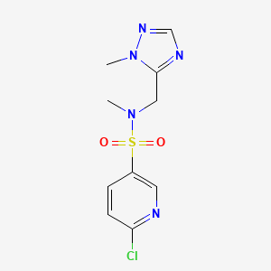 molecular formula C10H12ClN5O2S B2488702 6-Chloro-N-methyl-N-[(2-methyl-1,2,4-triazol-3-YL)methyl]pyridine-3-sulfonamide CAS No. 1385428-10-3