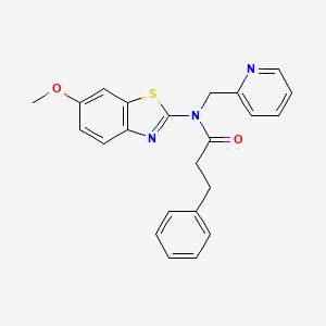 molecular formula C23H21N3O2S B2488726 N-(6-methoxybenzo[d]thiazol-2-yl)-3-phenyl-N-(pyridin-2-ylmethyl)propanamide CAS No. 899964-60-4