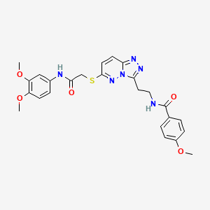 molecular formula C25H26N6O5S B2488729 N-(2-(6-((2-((3,4-dimethoxyphenyl)amino)-2-oxoethyl)thio)-[1,2,4]triazolo[4,3-b]pyridazin-3-yl)ethyl)-4-methoxybenzamide CAS No. 872995-75-0