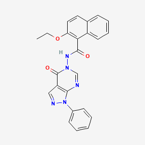 molecular formula C24H19N5O3 B2488734 2-ethoxy-N-(4-oxo-1-phenyl-1H-pyrazolo[3,4-d]pyrimidin-5(4H)-yl)-1-naphthamide CAS No. 899946-20-4