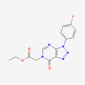 molecular formula C14H12FN5O3 B2488750 ethyl 2-(3-(4-fluorophenyl)-7-oxo-3H-[1,2,3]triazolo[4,5-d]pyrimidin-6(7H)-yl)acetate CAS No. 863019-58-3