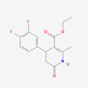 molecular formula C15H15F2NO3 B2488771 Ethyl 4-(3,4-difluorophenyl)-2-methyl-6-oxo-1,4,5,6-tetrahydro-3-pyridinecarboxylate CAS No. 478261-60-8