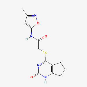 molecular formula C13H14N4O3S B2488772 N-(3-methylisoxazol-5-yl)-2-((2-oxo-2,5,6,7-tetrahydro-1H-cyclopenta[d]pyrimidin-4-yl)thio)acetamide CAS No. 1203082-31-8