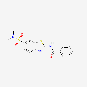 molecular formula C17H17N3O3S2 B2488778 N-[6-(dimethylsulfamoyl)-1,3-benzothiazol-2-yl]-4-methylbenzamide CAS No. 923185-94-8