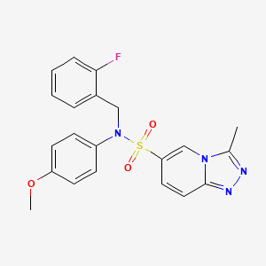 molecular formula C21H19FN4O3S B2488790 N-[(2-fluorophenyl)methyl]-N-(4-methoxyphenyl)-3-methyl-[1,2,4]triazolo[4,3-a]pyridine-6-sulfonamide CAS No. 1251592-93-4