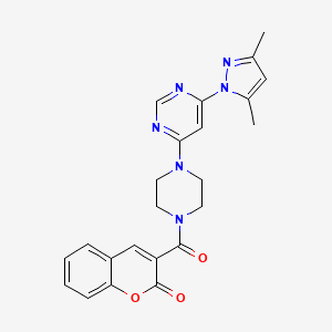 3-(4-(6-(3,5-dimethyl-1H-pyrazol-1-yl)pyrimidin-4-yl)piperazine-1-carbonyl)-2H-chromen-2-one