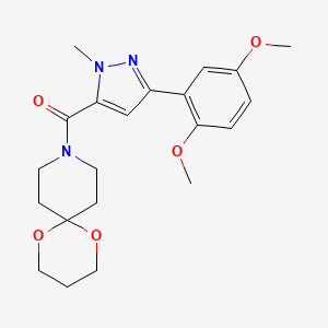 (3-(2,5-dimethoxyphenyl)-1-methyl-1H-pyrazol-5-yl)(1,5-dioxa-9-azaspiro[5.5]undecan-9-yl)methanone