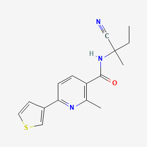 B2488826 N-(1-cyano-1-methylpropyl)-2-methyl-6-(thiophen-3-yl)pyridine-3-carboxamide CAS No. 1311471-94-9
