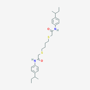 2-((4-((2-(4-(Sec-butyl)anilino)-2-oxoethyl)sulfanyl)butyl)sulfanyl)-N-(4-(sec-butyl)phenyl)acetamide