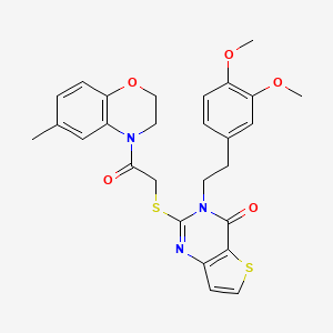 3-(3,4-dimethoxyphenethyl)-2-((2-(6-methyl-2H-benzo[b][1,4]oxazin-4(3H)-yl)-2-oxoethyl)thio)thieno[3,2-d]pyrimidin-4(3H)-one