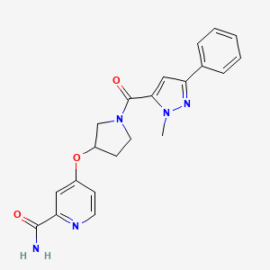 4-((1-(1-methyl-3-phenyl-1H-pyrazole-5-carbonyl)pyrrolidin-3-yl)oxy)picolinamide