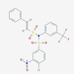 4-chloro-3-nitro-N-[(E)-2-phenylethenyl]sulfonyl-N-[3-(trifluoromethyl)phenyl]benzenesulfonamide