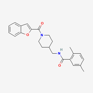 molecular formula C24H26N2O3 B2488873 N-((1-(benzofuran-2-carbonyl)piperidin-4-yl)methyl)-2,5-dimethylbenzamide CAS No. 1235641-17-4