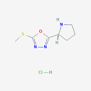 molecular formula C7H12ClN3OS B2488874 2-(methylsulfanyl)-5-[(2S)-pyrrolidin-2-yl]-1,3,4-oxadiazole hydrochloride CAS No. 1177985-05-5