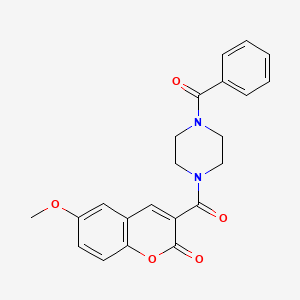 molecular formula C22H20N2O5 B2488881 3-(4-benzoylpiperazine-1-carbonyl)-6-methoxy-2H-chromen-2-one CAS No. 326885-07-8