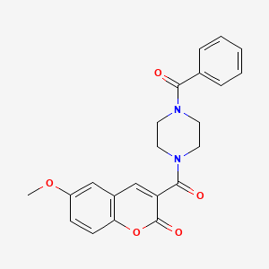 molecular formula C22H20N2O5 B2488881 3-(4-苯甲酰-哌嗪-1-羰基)-6-甲氧基-香豆素-2-酮 CAS No. 326885-07-8