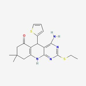 4-amino-2-(ethylsulfanyl)-8,8-dimethyl-5-(thiophen-2-yl)-5,8,9,10-tetrahydropyrimido[4,5-b]quinolin-6(7H)-one