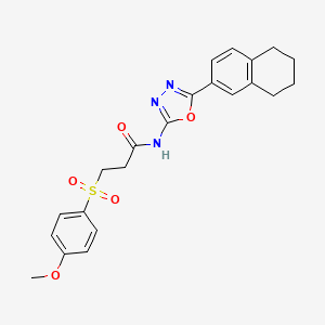 molecular formula C22H23N3O5S B2488884 3-((4-methoxyphenyl)sulfonyl)-N-(5-(5,6,7,8-tetrahydronaphthalen-2-yl)-1,3,4-oxadiazol-2-yl)propanamide CAS No. 941902-41-6