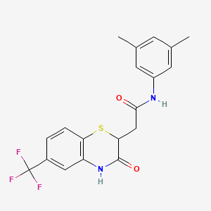 molecular formula C19H17F3N2O2S B2488885 N-(3,5-dimethylphenyl)-2-[3-oxo-6-(trifluoromethyl)-3,4-dihydro-2H-1,4-benzothiazin-2-yl]acetamide CAS No. 1105198-84-2