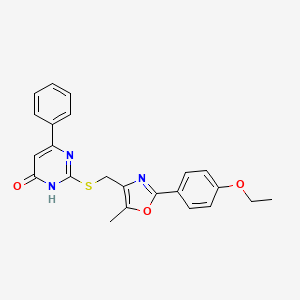 molecular formula C23H21N3O3S B2488886 2-(((2-(4-Ethoxyphenyl)-5-methyloxazol-4-yl)methyl)thio)-6-phenylpyrimidin-4-ol CAS No. 1105233-01-9