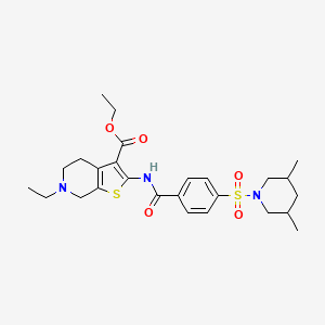 molecular formula C26H35N3O5S2 B2488888 Ethyl 2-(4-((3,5-dimethylpiperidin-1-yl)sulfonyl)benzamido)-6-ethyl-4,5,6,7-tetrahydrothieno[2,3-c]pyridine-3-carboxylate CAS No. 449767-60-6