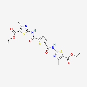 molecular formula C20H20N4O6S3 B2488902 ethyl 2-(5-{[5-(ethoxycarbonyl)-4-methyl-1,3-thiazol-2-yl]carbamoyl}thiophene-2-amido)-4-methyl-1,3-thiazole-5-carboxylate CAS No. 476355-42-7