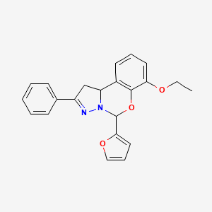 molecular formula C22H20N2O3 B2488910 7-ethoxy-5-(furan-2-yl)-2-phenyl-5,10b-dihydro-1H-benzo[e]pyrazolo[1,5-c][1,3]oxazine CAS No. 899939-26-5
