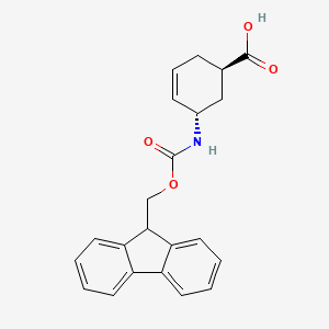 molecular formula C22H21NO4 B2488914 (1R,5S)-5-(9H-fluoren-9-ylmethoxycarbonylamino)cyclohex-3-ene-1-carboxylic acid CAS No. 2138278-81-4; 2140263-48-3