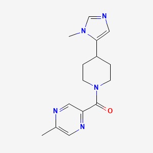 molecular formula C15H19N5O B2488919 [4-(3-Methylimidazol-4-yl)piperidin-1-yl]-(5-methylpyrazin-2-yl)methanone CAS No. 2320145-41-1