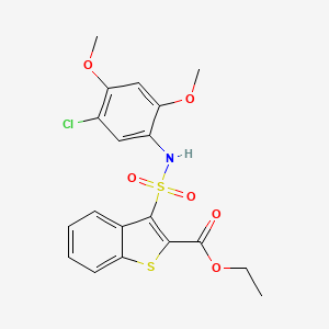 molecular formula C19H18ClNO6S2 B2488923 ethyl 3-(N-(5-chloro-2,4-dimethoxyphenyl)sulfamoyl)benzo[b]thiophene-2-carboxylate CAS No. 932464-60-3