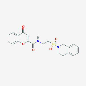 molecular formula C21H20N2O5S B2488933 4-oxo-N-[2-(1,2,3,4-tetrahydroisoquinoline-2-sulfonyl)ethyl]-4H-chromene-2-carboxamide CAS No. 922115-70-6