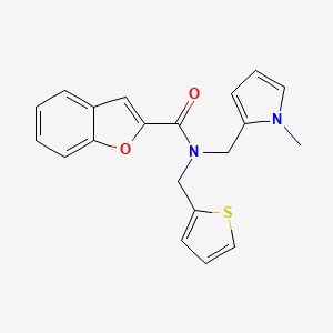 molecular formula C20H18N2O2S B2488941 N-((1-methyl-1H-pyrrol-2-yl)methyl)-N-(thiophen-2-ylmethyl)benzofuran-2-carboxamide CAS No. 1251706-16-7