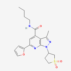 molecular formula C20H24N4O4S B2488949 N-丁基-1-(1,1-二氧代四氢噻吩-3-基)-6-(呋喃-2-基)-3-甲基-1H-吡唑并[3,4-b]吡啶-4-甲酰胺 CAS No. 1021262-96-3
