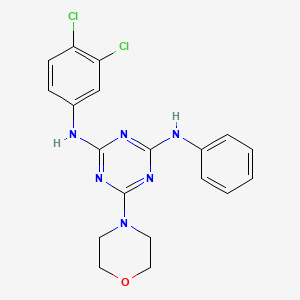 molecular formula C19H18Cl2N6O B2488956 N2-(3,4-dichlorophenyl)-6-morpholino-N4-phenyl-1,3,5-triazine-2,4-diamine CAS No. 898618-41-2