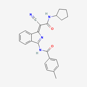 molecular formula C24H22N4O2 B2488964 (Z)-N-(1-(1-cyano-2-(cyclopentylamino)-2-oxoethylidene)-1H-isoindol-3-yl)-4-methylbenzamide CAS No. 885185-99-9