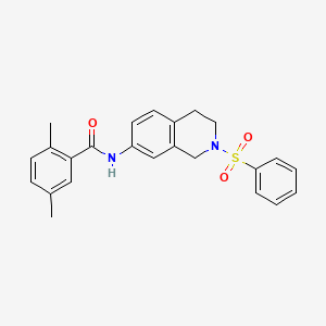 molecular formula C24H24N2O3S B2488965 2,5-dimethyl-N-(2-(phenylsulfonyl)-1,2,3,4-tetrahydroisoquinolin-7-yl)benzamide CAS No. 954683-42-2
