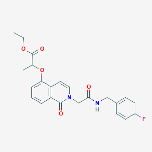molecular formula C23H23FN2O5 B2488971 Ethyl 2-{[2-({[(4-fluorophenyl)methyl]carbamoyl}methyl)-1-oxo-1,2-dihydroisoquinolin-5-yl]oxy}propanoate CAS No. 868224-74-2