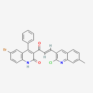 molecular formula C28H18BrClN2O2 B2488980 (E)-6-bromo-3-(3-(2-chloro-7-methylquinolin-3-yl)acryloyl)-4-phenylquinolin-2(1H)-one CAS No. 304446-79-5