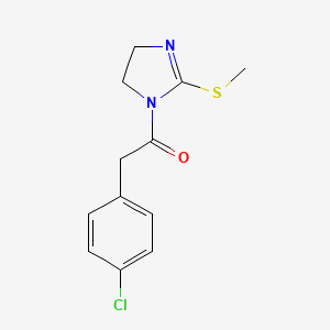 molecular formula C12H13ClN2OS B2488982 2-(4-Chlorophenyl)-1-(2-methylsulfanyl-4,5-dihydroimidazol-1-yl)ethanone CAS No. 851863-52-0