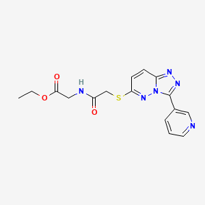 molecular formula C16H16N6O3S B2489002 ethyl 2-(2-{[3-(pyridin-3-yl)-[1,2,4]triazolo[4,3-b]pyridazin-6-yl]sulfanyl}acetamido)acetate CAS No. 868968-92-7