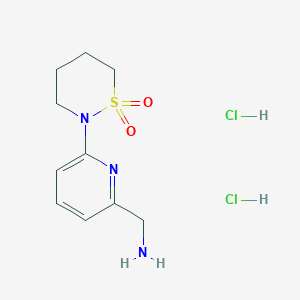 molecular formula C10H17Cl2N3O2S B2489025 2-[6-(Aminomethyl)pyridin-2-yl]-1-2-thiazinane-1,1-dione dihydrochloride CAS No. 2251053-74-2